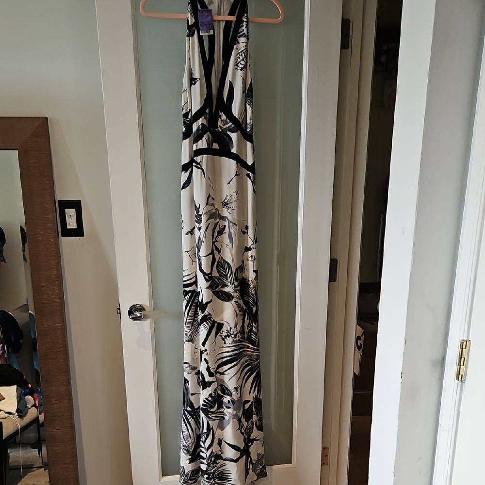 Roberto Cavalli Monochrome Tropical Maxi Dress